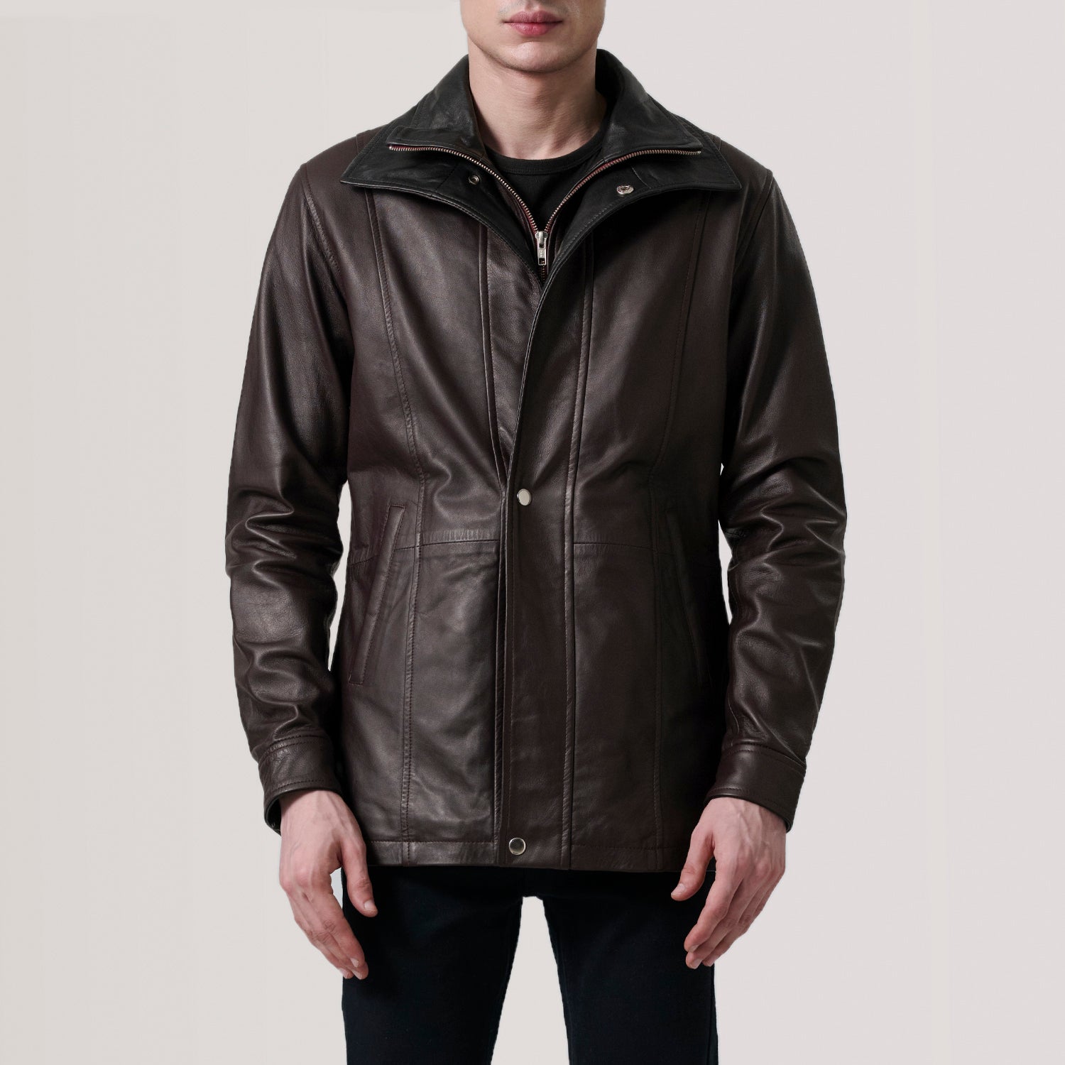 Connor Maroon Leather Coat For Men -The Jacket Maker Belgium